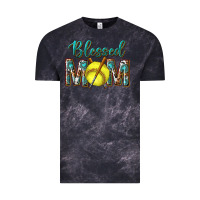 Cloud Black western blessed mom with softball Vintage Tee - texasbilliewilder