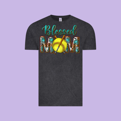 Western Blessed Mom With Softball Vintage Tee Designed By Texasbilliewilder