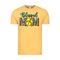 Vintage Mustard western blessed mom with softball Vintage Tee - texasbilliewilder
