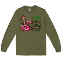 Army Green hello summer Long Sleeve Tee - CowhideDigitalArt