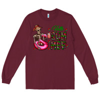 Burgundy hello summer Long Sleeve Tee - CowhideDigitalArt