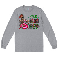 Heather Grey hello summer Long Sleeve Tee - CowhideDigitalArt