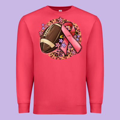 Breast Cancer Ribbon And American Football Premium Sweatshirt Designed By Maliassmallbusiness