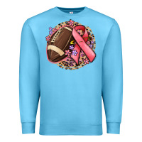 Ocean Blue breast cancer ribbon and american football Premium Sweatshirt - MaliasSmallBusiness