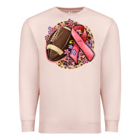 Pale Pink breast cancer ribbon and american football Premium Sweatshirt - MaliasSmallBusiness