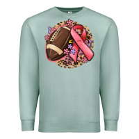 Seafoam breast cancer ribbon and american football Premium Sweatshirt - MaliasSmallBusiness