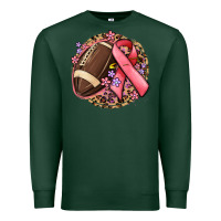 Sports Green breast cancer ribbon and american football Premium Sweatshirt - MaliasSmallBusiness