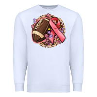 White breast cancer ribbon and american football Premium Sweatshirt - MaliasSmallBusiness