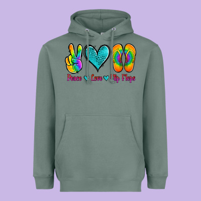 Peace Love Flips Flops Heavyweight Hoodie Designed By Jasminsmagicworld