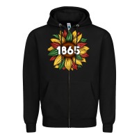 Black juneteenth 1865 sunflower Zipper Hoodie - Artiststas