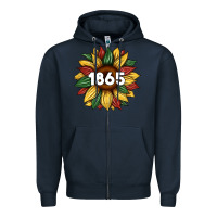 Navy juneteenth 1865 sunflower Zipper Hoodie - Artiststas