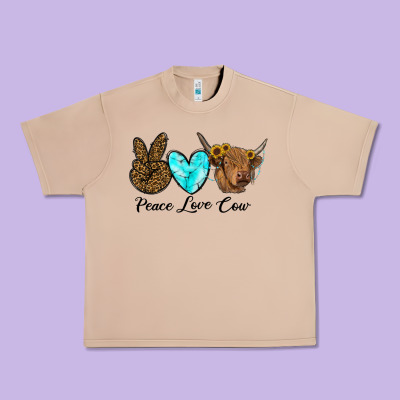 Peace Love Cow Urban Heavy Tee Designed By Ranaportraitstore