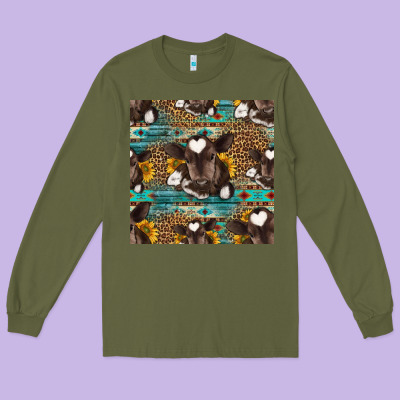 Western Baby Calf Seamless Pattern Long Sleeve Tee Designed By Hra Design Shop