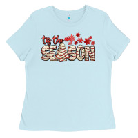 Baby Blue tis the season with christmas cake Ladies Tee - AdoDesignShop