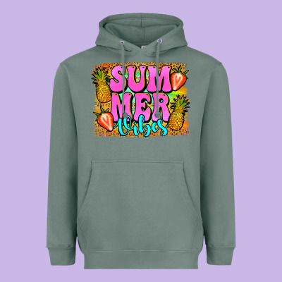 Summer Vibes Leopard Background Heavyweight Hoodie Designed By Jasminsmagicworld