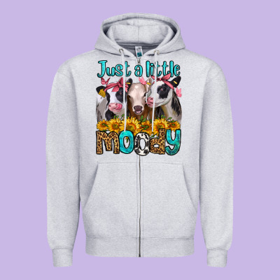 Just A Little Moody Heifers Zipper Hoodie Designed By Jasminsmagicworld