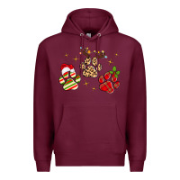 Burgundy christmas paws Premium Hoodie - MaliasSmallBusiness