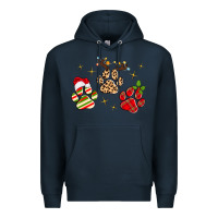 Navy christmas paws Premium Hoodie - MaliasSmallBusiness