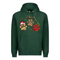 Sports Green christmas paws Premium Hoodie - MaliasSmallBusiness