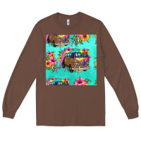 Chestnut floral hippie truck seamless pattern Long Sleeve Tee - HRA Design Shop