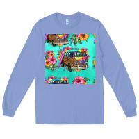 Colony Blue floral hippie truck seamless pattern Long Sleeve Tee - HRA Design Shop