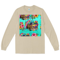 Mushroom floral hippie truck seamless pattern Long Sleeve Tee - HRA Design Shop