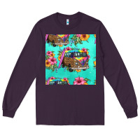 Plum floral hippie truck seamless pattern Long Sleeve Tee - HRA Design Shop