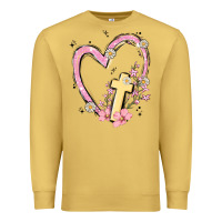 Antique Gold heart cross Premium Sweatshirt - MaliasSmallBusiness