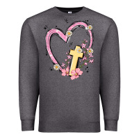 Charcoal Heather heart cross Premium Sweatshirt - MaliasSmallBusiness