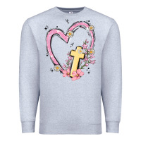 Heather Grey heart cross Premium Sweatshirt - MaliasSmallBusiness