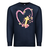 Navy heart cross Premium Sweatshirt - MaliasSmallBusiness