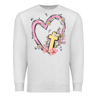 Oatmeal Heather heart cross Premium Sweatshirt - MaliasSmallBusiness