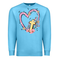 Ocean Blue heart cross Premium Sweatshirt - MaliasSmallBusiness
