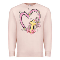 Pale Pink heart cross Premium Sweatshirt - MaliasSmallBusiness