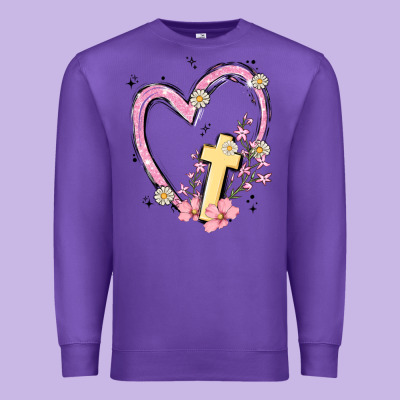 Heart Cross Premium Sweatshirt Designed By Maliassmallbusiness