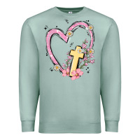 Seafoam heart cross Premium Sweatshirt - MaliasSmallBusiness