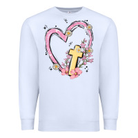 White heart cross Premium Sweatshirt - MaliasSmallBusiness