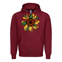Burgundy juneteenth sunflower Zipper Hoodie - Artiststas