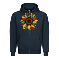 Navy juneteenth sunflower Zipper Hoodie - Artiststas