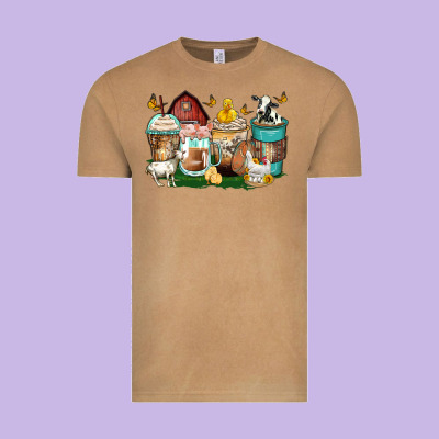 Farm Animals Coffee Cups Vintage Tee Designed By Zillion Design Studio