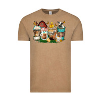 Vintage Coffee farm animals coffee cups Vintage Tee - Zillion Design Studio