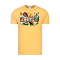 Vintage Mustard farm animals coffee cups Vintage Tee - Zillion Design Studio