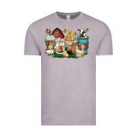 Vintage Zinc farm animals coffee cups Vintage Tee - Zillion Design Studio