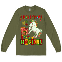 Army Green christmas magical unicorn Long Sleeve Tee - FaDigitalArtStudio