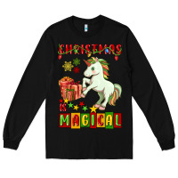 Black christmas magical unicorn Long Sleeve Tee - FaDigitalArtStudio