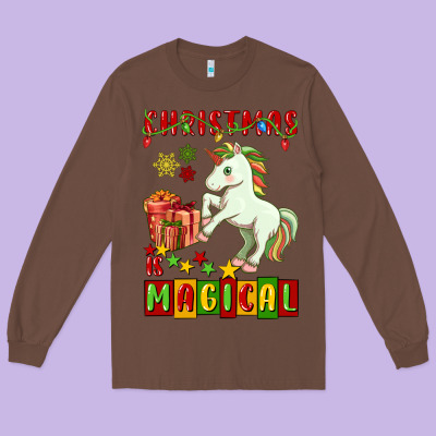 Christmas Magical Unicorn Long Sleeve Tee Designed By Fadigitalartstudio