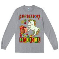 Heather Grey christmas magical unicorn Long Sleeve Tee - FaDigitalArtStudio
