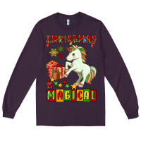 Plum christmas magical unicorn Long Sleeve Tee - FaDigitalArtStudio