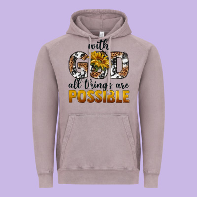 Vintage Hoodie with god al things ara possible