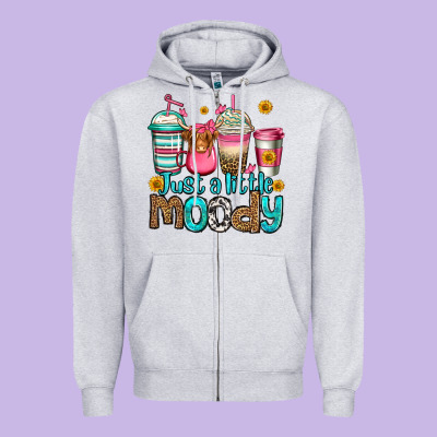 Just A Little Moody Coffee Cups Zipper Hoodie Designed By Jasminsmagicworld